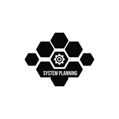 Fototapeta premium System planning abstract design with hexagons and central gear symbol