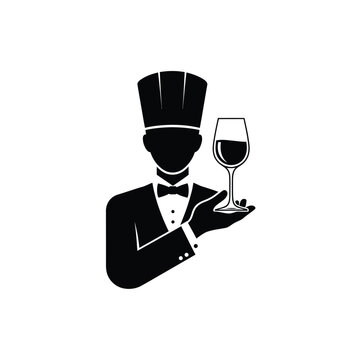 Sommelier with wine glass icon vector illustration