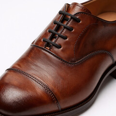Meticulously detailing brown leather shoes