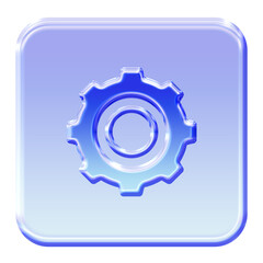 Obraz premium Glossy 3D Gear icon with a vibrant glassmorphism effect - Y2K inspired jelly settings asset in blue gradient