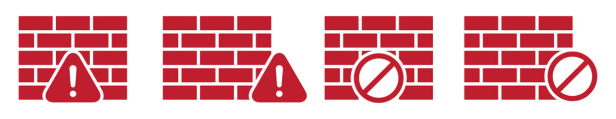 Brick wall warning  forbidden icon illustration