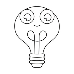 outline light bulb with face isolated