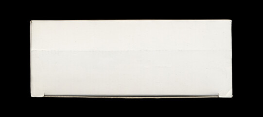 White rectangular carton box top view on black background
