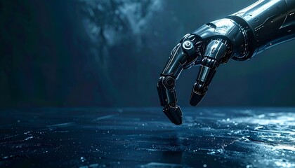 Robotic Hand Touching Water Surface, Futuristic AI Technology