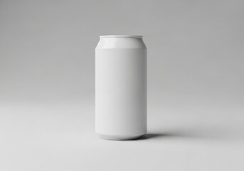 Blank white soda can on a gray background for branding