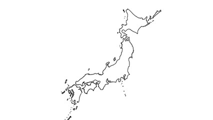 Outline map of japan with clear borders and geographic landmarks