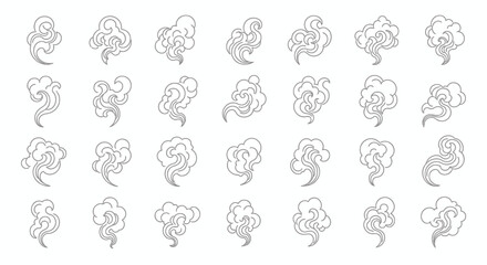 Brain icons set, vector illustrations of human brains in various shapes and line art styles, for presentation, website, or educational material, Isolated on transparent background, png