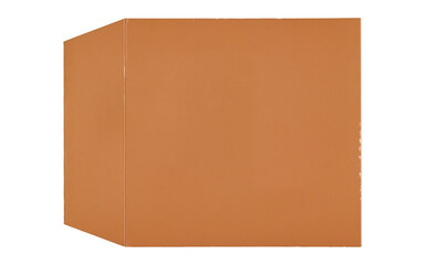 Brown folded cardboard carton corner view on white background