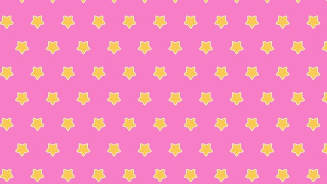 ピンクの背景に星柄が回りながら斜めに動くアニメーション