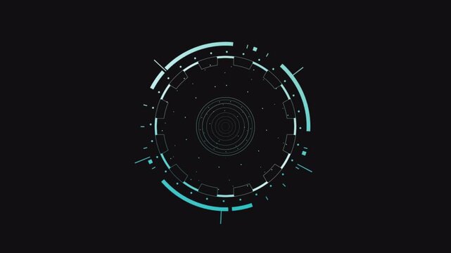 HUD technology elements circle with dot line grid footage on transparent background 4k, HUD elements footage