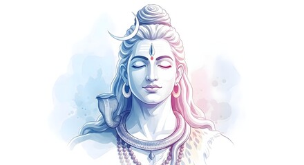 Watercolor Bodhisattva Portrait with Calm Serenity and Soft Spiritual Light.