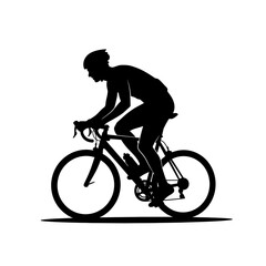 Naklejka premium Silhouette of cyclist riding bicycle