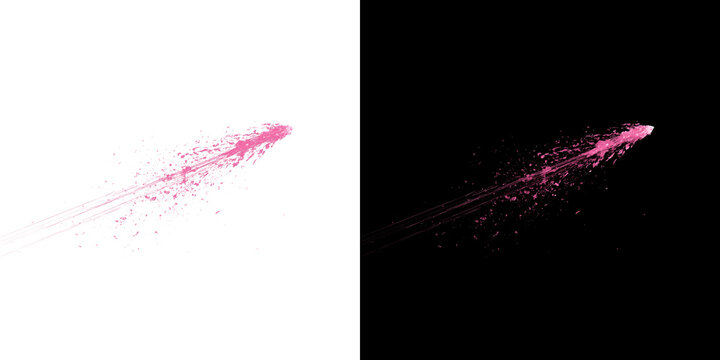 Fast pink energy projectile shot with speed motion trails and glowing magic particles for sci-fi weapon effect design on transparent background PNG