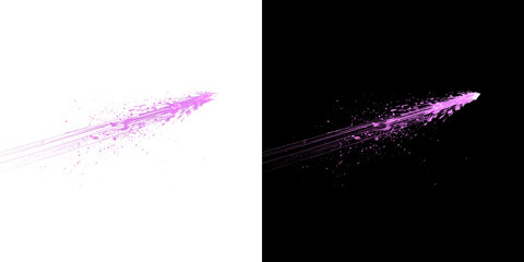 Fast violet purple energy projectile shot with speed motion trails and glowing magic particles for sci-fi effect on transparent background PNG © Tomash