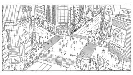 Fototapeta premium Urban crosswalk adventure in a busy city intersection