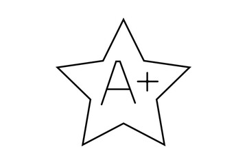 Obraz premium This image shows a minimalist icon of a five-pointed star containing the text 