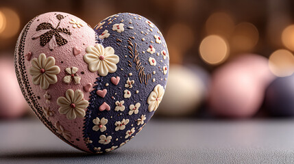 Heart composition with flowers and charming details, a touch of affection and love