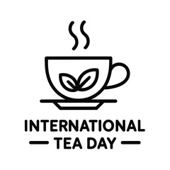 Obraz premium International Tea Day celebration with steaming tea cup and leaf tea time
