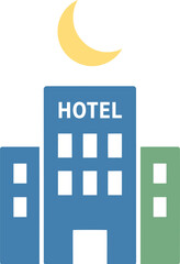 City Hotel Icon With Moon