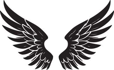 Obraz premium Angel Wing Silhouette Vector on Transparent Background