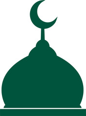 Green Mosque Dome Crescent Icon