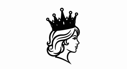 Obraz premium Elegant profile of a queen wearing a jeweled crown and styled hair
