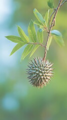 Durian fruit in sustainable tropical farm eco-friendly agriculture concept clean environment balanced composition professional commercial photography, Realistic Photo