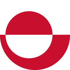 Flag of Greenland circle flat icon. Round Greenland flag simple badge. Flag of Greenlander country flag sign, symbol, banner, button, sticker.