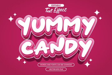Yummy candy editable text effect with cartoon text style