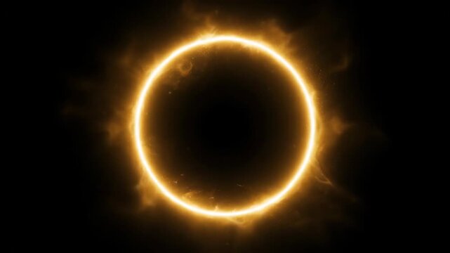 A total solar eclipse with a glowing ring of light around the dark moon, viewed from space, capturing the corona and solar flare activity
