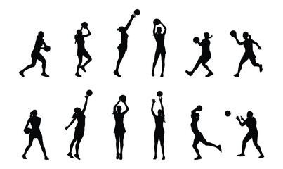 Netball player silhouette set © Rinagraphica