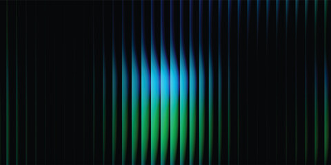 Reeded glass gradient surface, futuristic panel with vertical prism distortion. Dark abstract field infused with fractal texture in neon teal and green tones, vector illustratio © wahyu