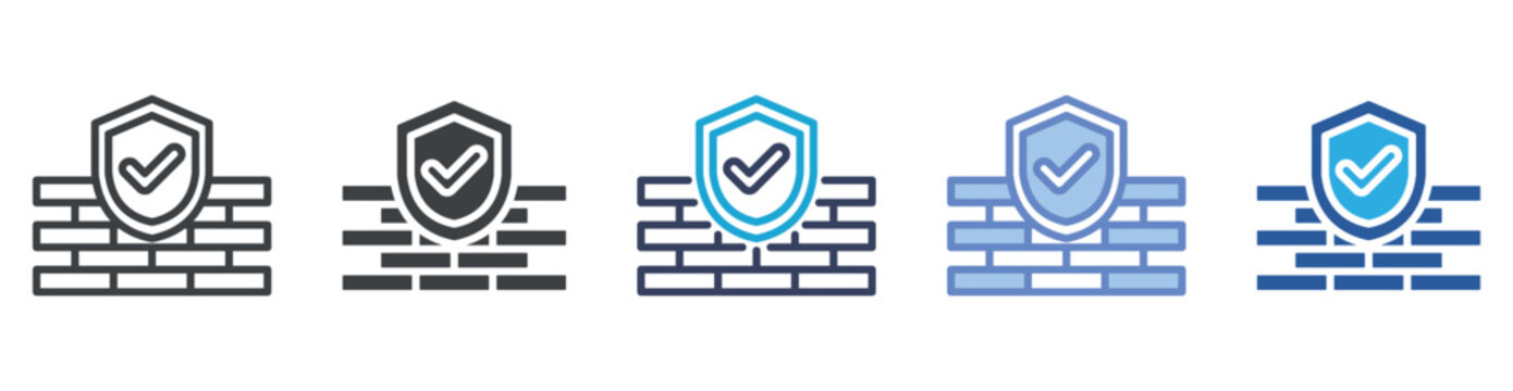 Firewall icon set multiple style collection