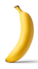 Ripe yellow banana isolated on pure white background clean studio lighting smooth skin texture soft shadow centered composition professional product photography ultra high resolution stock photo