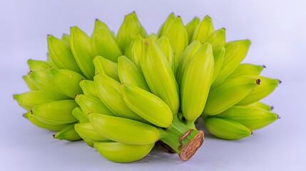 Green banana isolated on white background unripe fruit concept clean minimal style sharp focus even lighting agricultural product photography, Realistic Photo