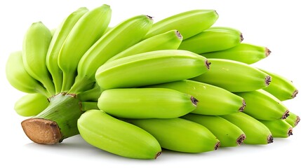 Green banana isolated on white background unripe fruit concept clean minimal style sharp focus even lighting agricultural product photography, Realistic Photo