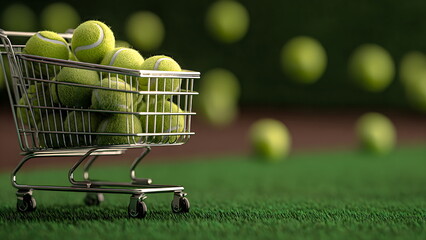 tennis balls in the shopping trolley 