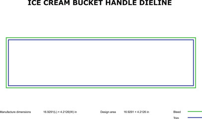 A technical drawing of an ice cream bucket handle dieline