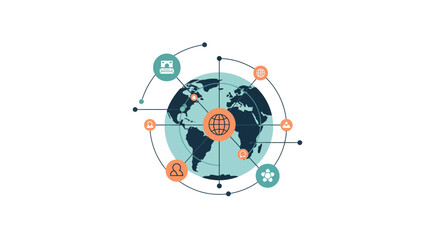 Fototapeta premium Global network connection with digital data transfer and communication.