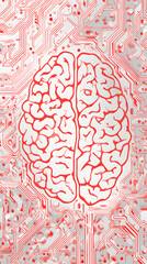 Abstract red white brain pattern background
