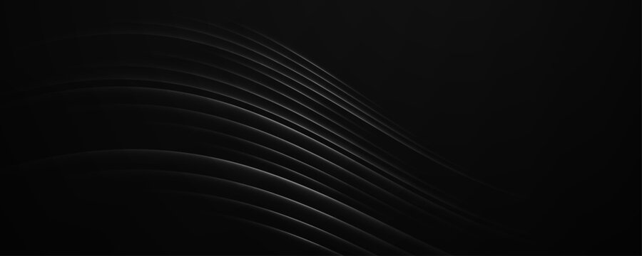 Abstract elegant white fluid waves on solid black background