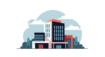 Obraz premium Modern architectural building design with multiple floors and contemporary facade.