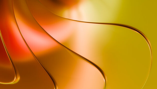 Abstract design with flowing curves in warm orange and yellow tones. Illustration, rendering