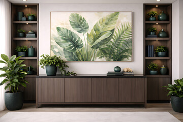 Tropical Greenery Wall Art Refined Interior Zoom Background