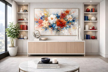 Colorful Abstract Floral Modern Office Zoom Background