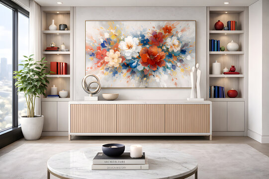 Colorful Abstract Floral Modern Office Zoom Background