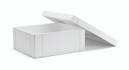 Fototapeta premium Open White Box Minimalist Storage with Blank Canvas.