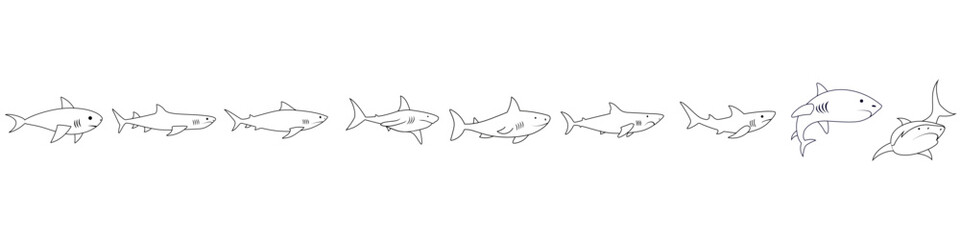 Fototapeta premium Shark vector icon set. Fish Illustration sign collection. Ocean life symbol or logo. Design for web and app.