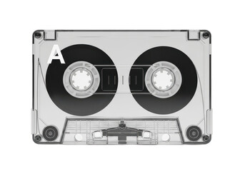 Fototapeta premium Cassette tape with label a on the top left corner isolated on transparent background