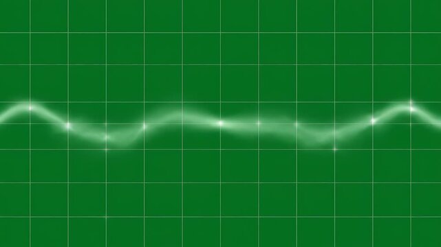 Horizontal graph with wavy line over green grid background, viewed from a top-down perspective